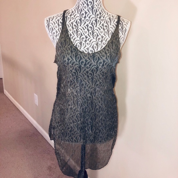 Urban outfitters bronze/gold metallic mesh tank - Picture 1 of 3